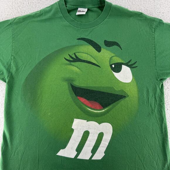 Vintage M&Ms Green Candy Shirt Mens XL 2009 Graphic Tee Funny Character Top - Picture 1 of 8